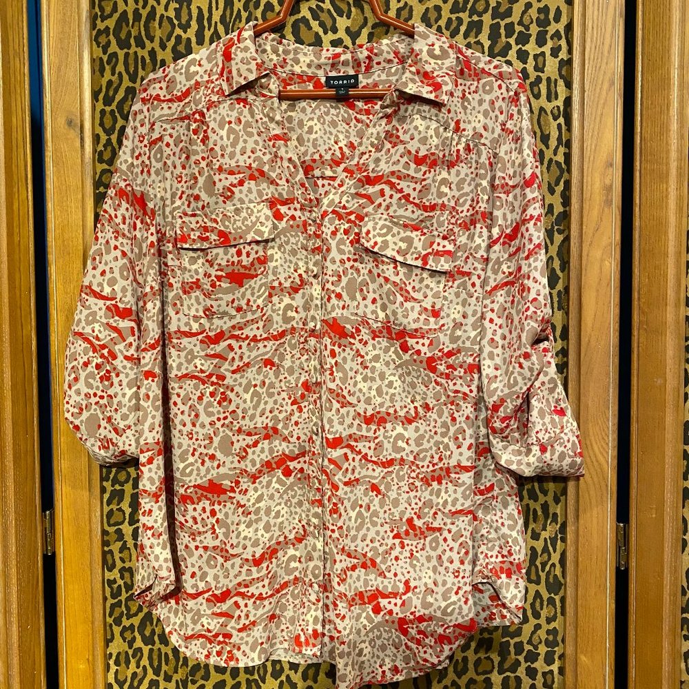 Madison Georgette Mix Animal Print Blouse Plus Sz1